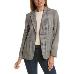 JONES NEW YORK Black White and Blue Houndstooth Blazer Size XL